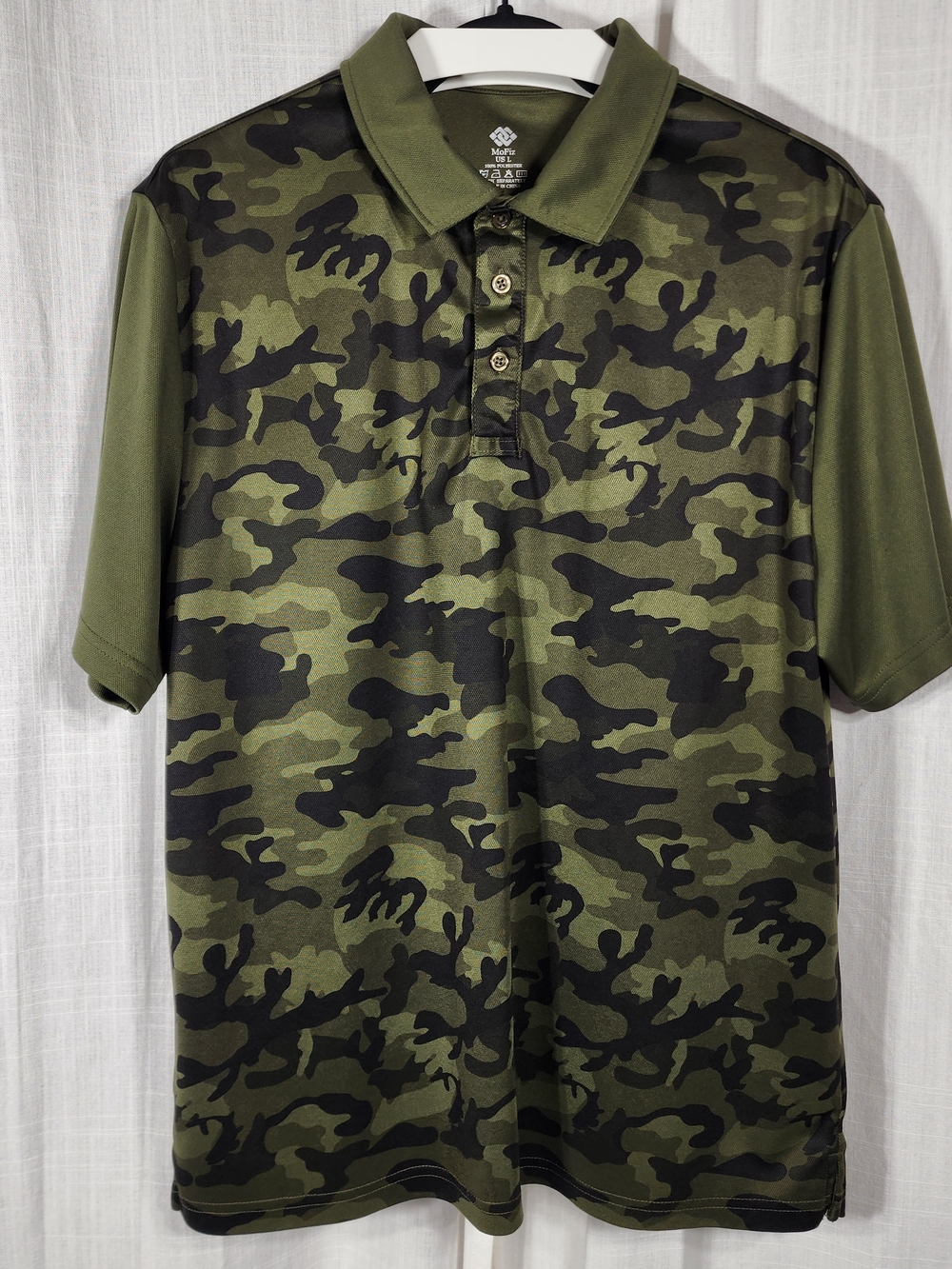 Men's Camouflage Polo Shirt - Olive Green Performance Knit
